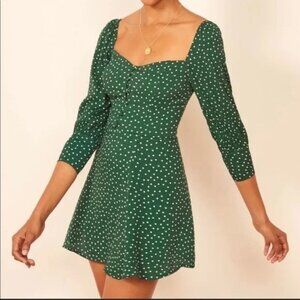 Reformation Beatrice Dress in Rosemary Polka Dot Green size 6